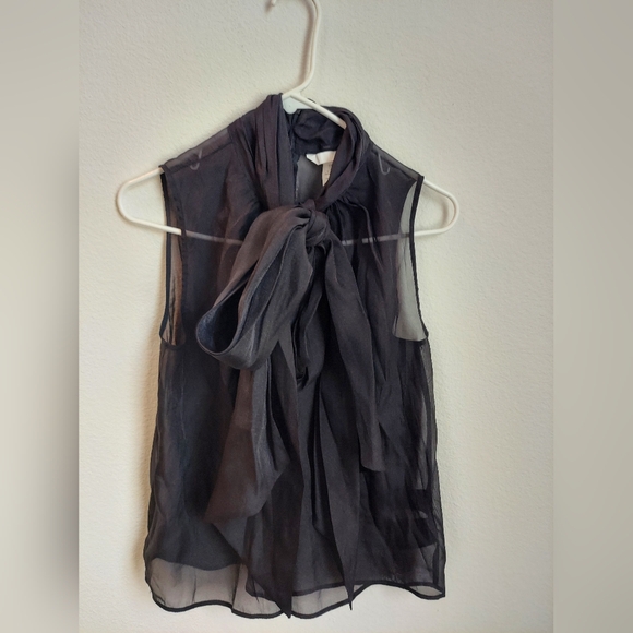 Sheer tie-neck blouse size S - Picture 9 of 11